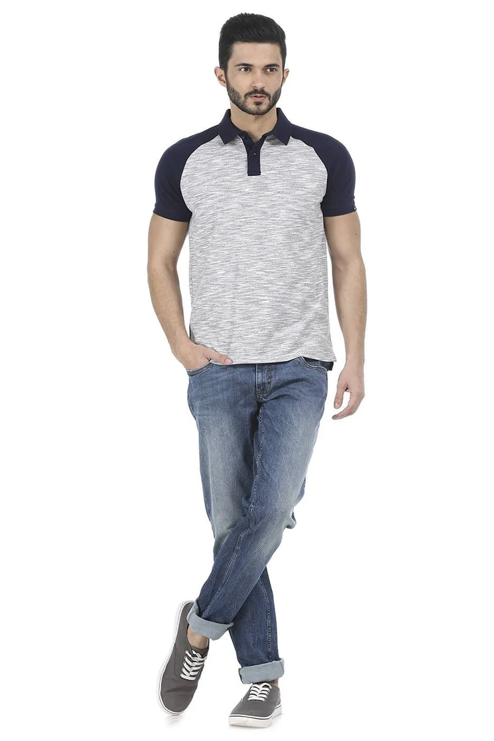Muscle Fit Raglan Polo T Shirt