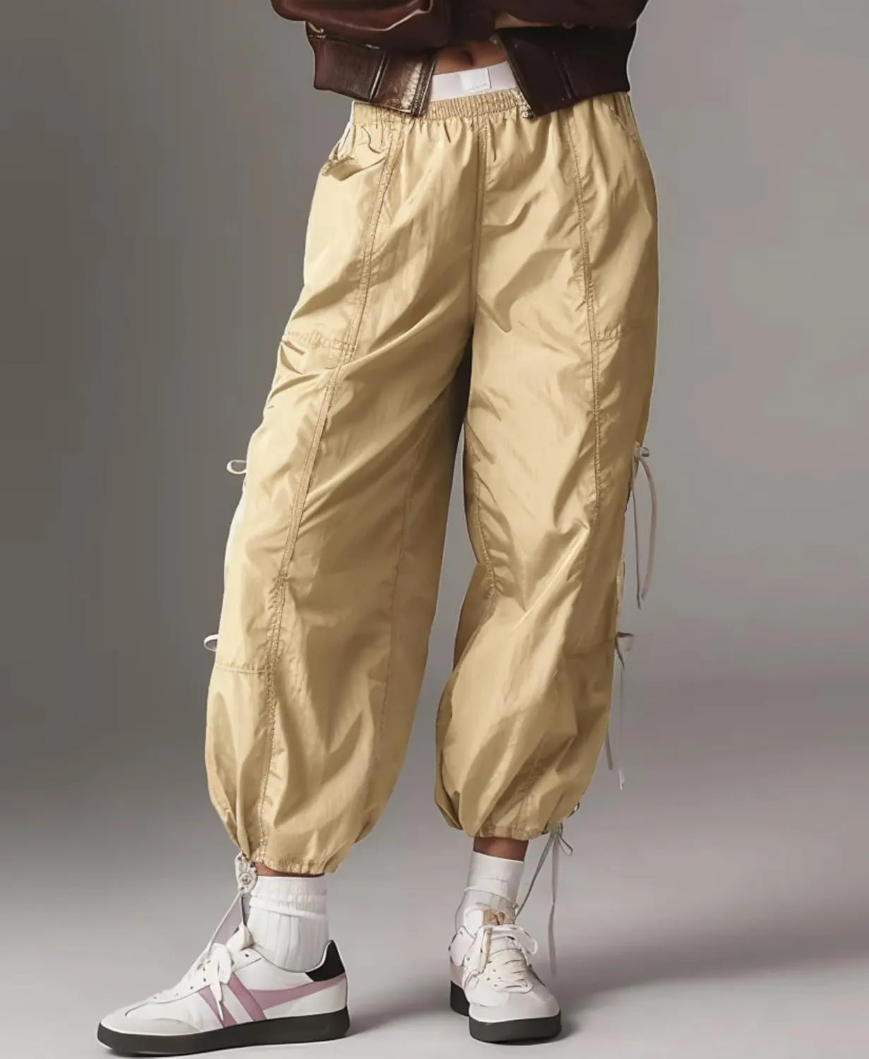 OPCAKM Women's Baggy Pants Elastic Waist Striped Track Sweatpants Parachute Pants
