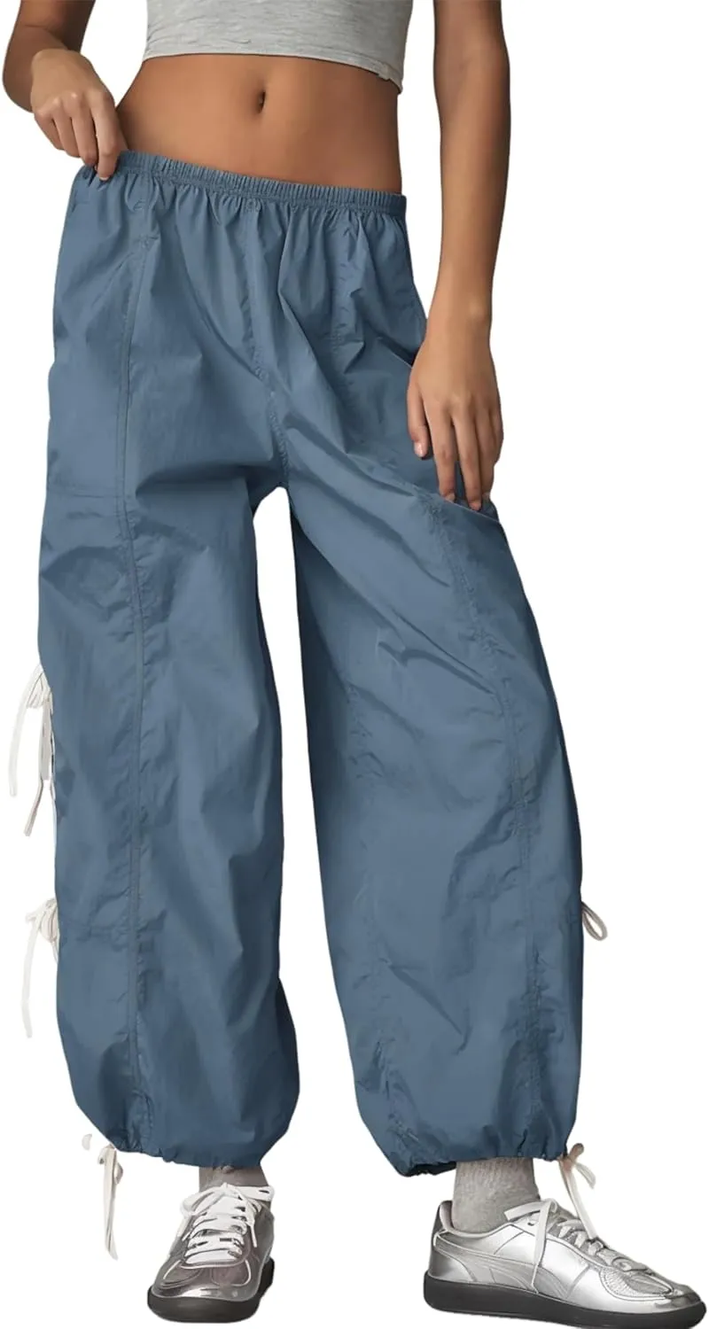 OPCAKM Women's Baggy Pants Elastic Waist Striped Track Sweatpants Parachute Pants