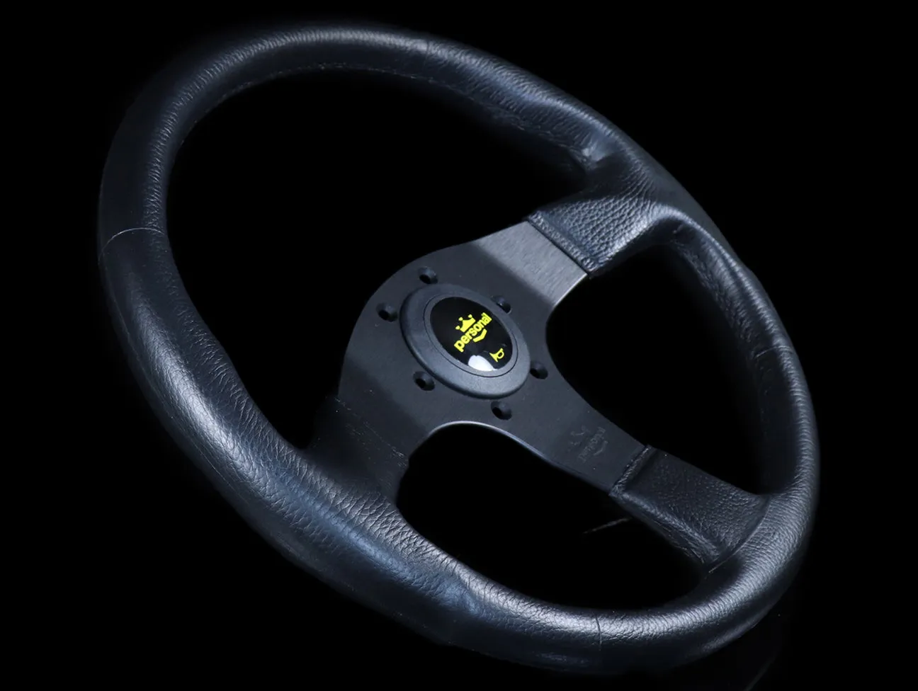 Personal Grinta Blitz Steering Wheel - Black Polyurethane / Yellow Horn Button