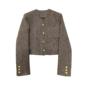 Pre Order:  Gold Buttons Wool Short Blazer
