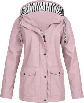 Rain Jacket Women 2024 Fall Lightweight Waterproof Raincoat Windbreaker Outdoor Hooded Trench Coat