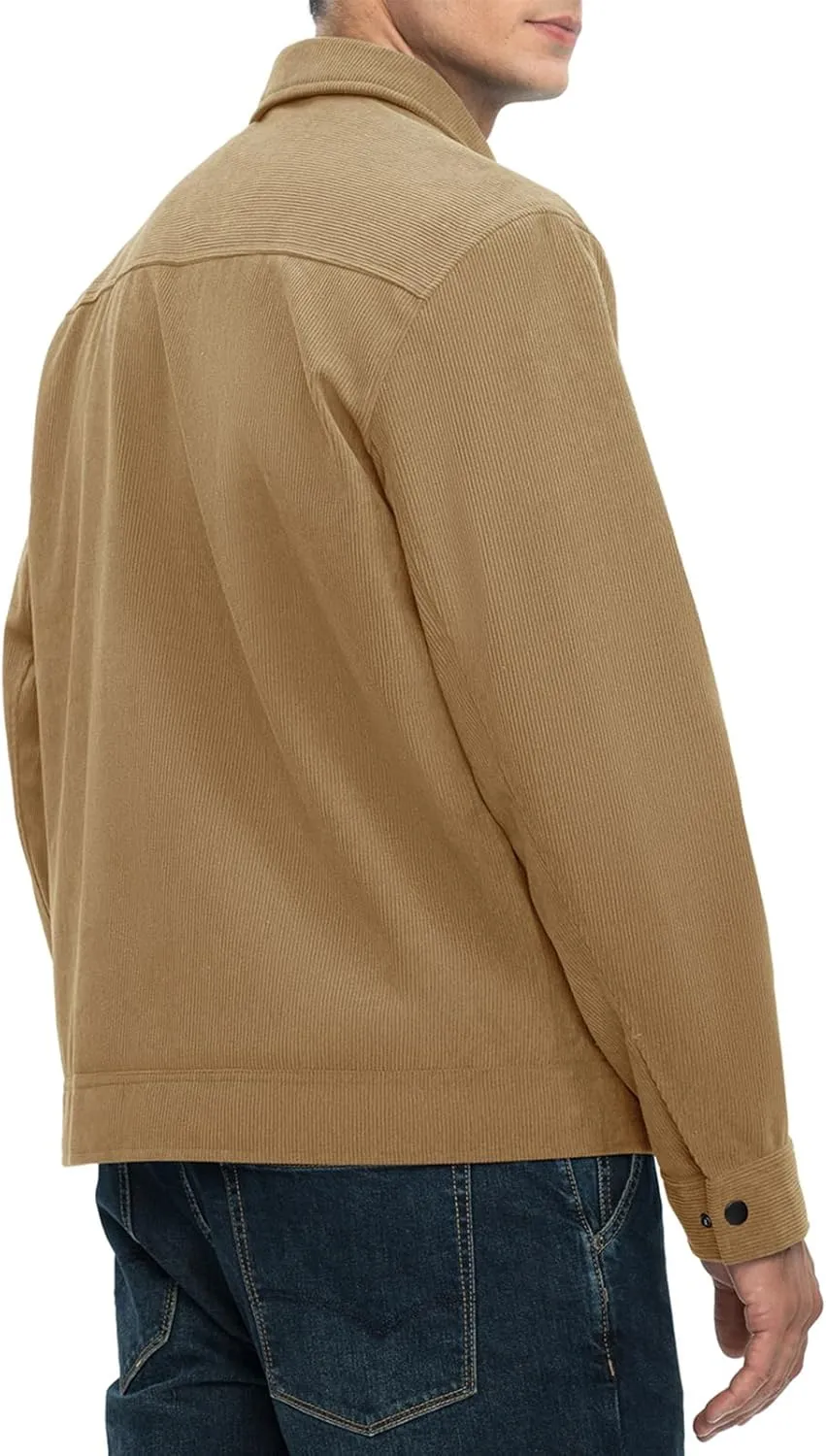 Rdruko Men's Corduroy Jacket Windbreaker Lightweight Casual Stylish Full Zip Bomber Jackets with Zipper Pockets