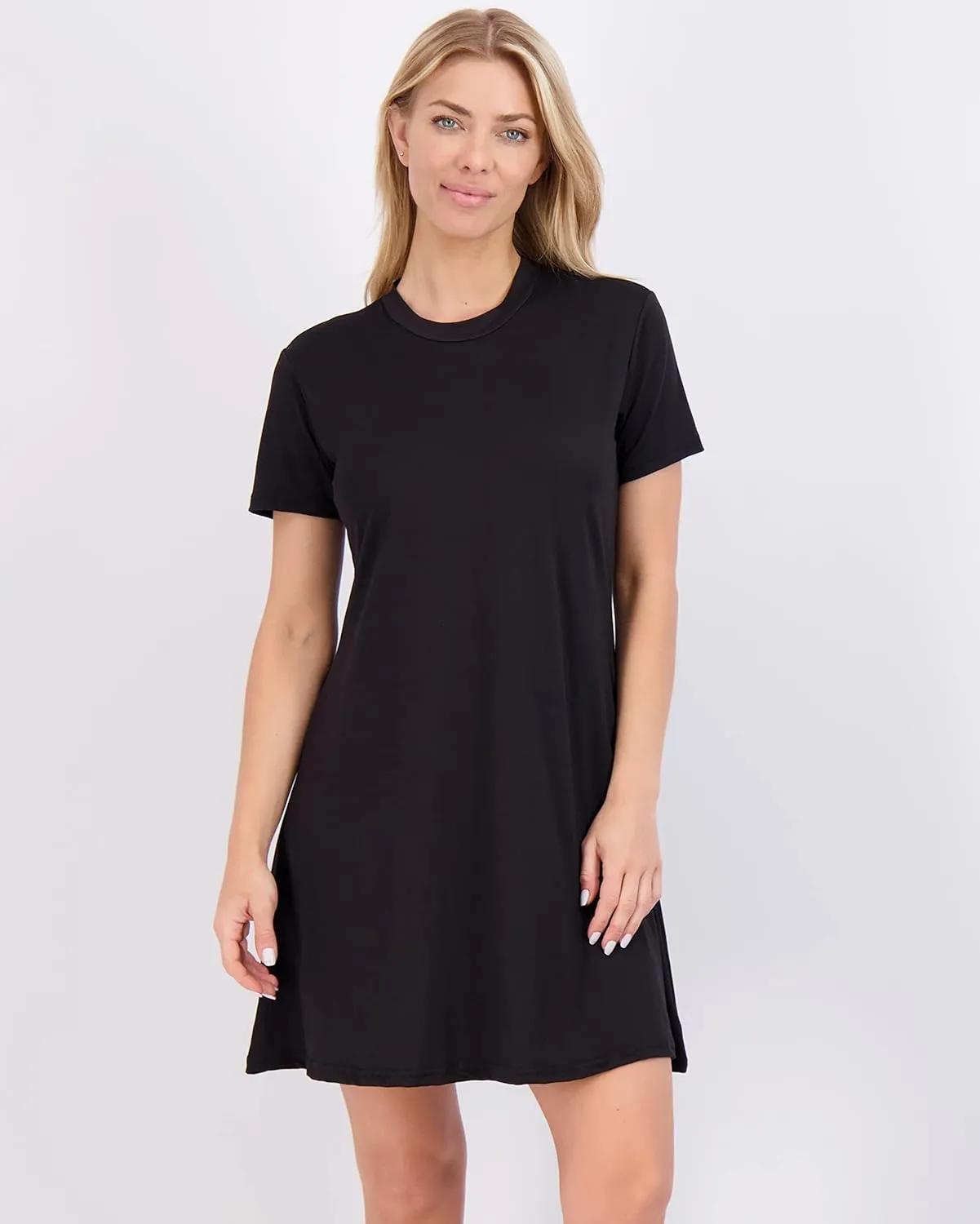 Real Essentials 3-Pack: Women's Super-Soft Short Sleeve Dress Loose Casual Plain Simple Summer T-Shirt (Available in Plus)