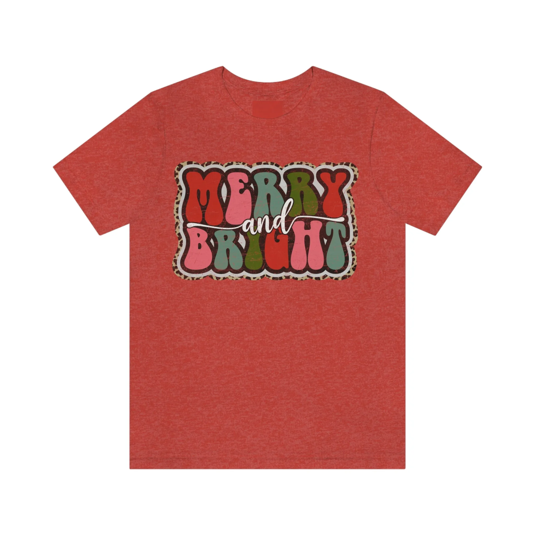 Retro Merry & Bright Women's Christmas T-Shirt Bella Canvas Unisex Jersey Short Sleeve Tee