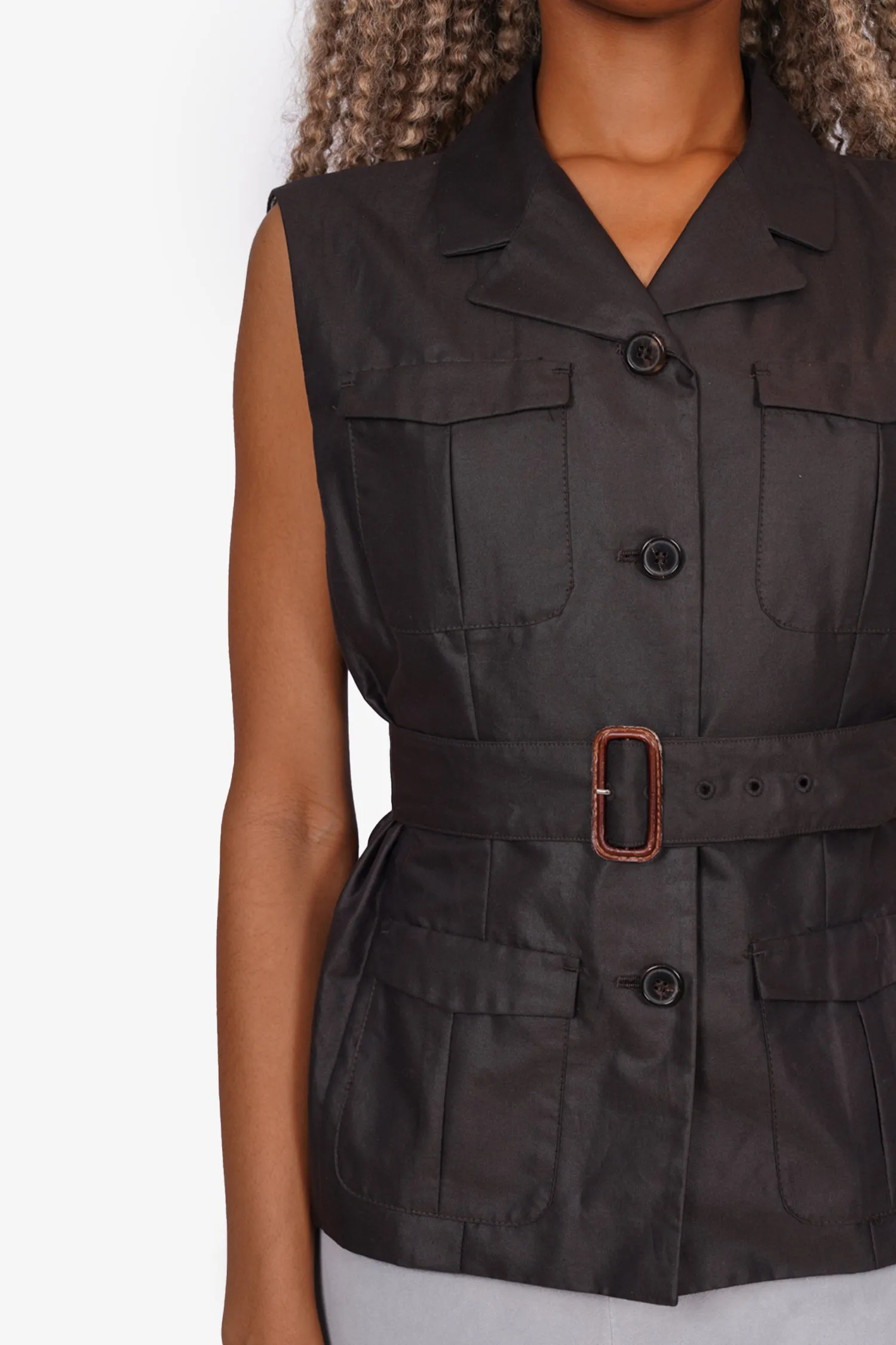 'S Max Mara Brown Sleeveless Jacket Size 38