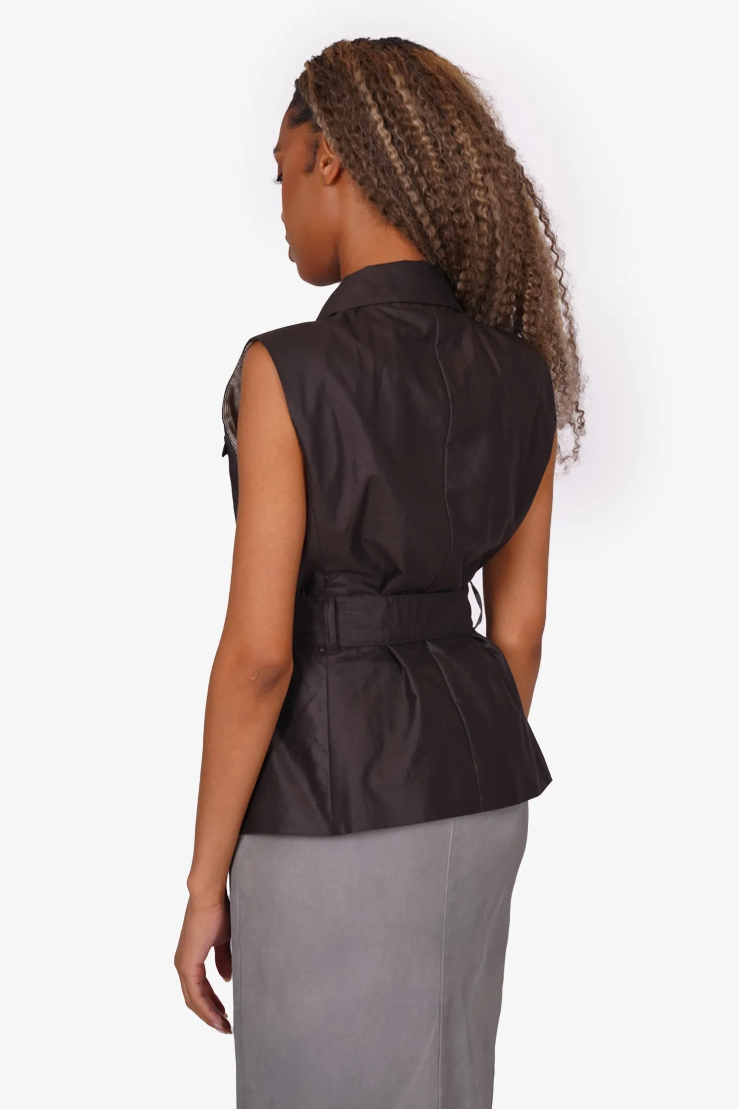 'S Max Mara Brown Sleeveless Jacket Size 38