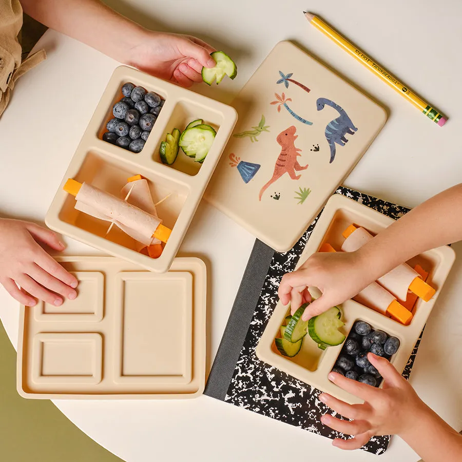 Silicone Mini Bento Box Dinosaur Warm Cream