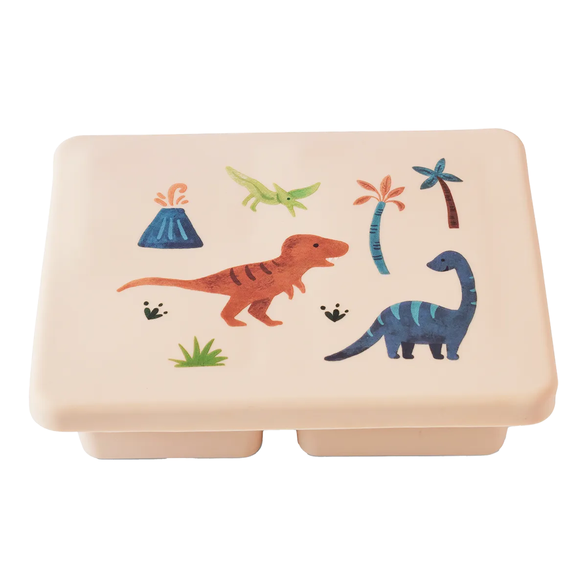 Silicone Mini Bento Box Dinosaur Warm Cream