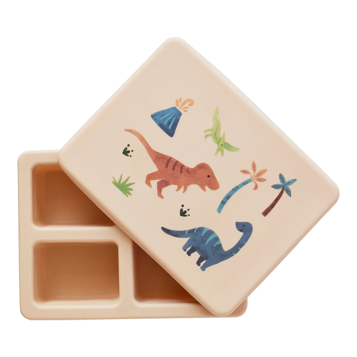 Silicone Mini Bento Box Dinosaur Warm Cream