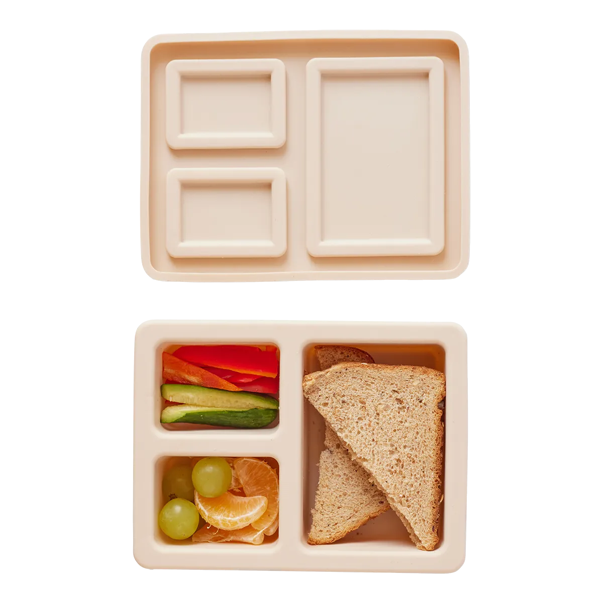 Silicone Mini Bento Box Dinosaur Warm Cream
