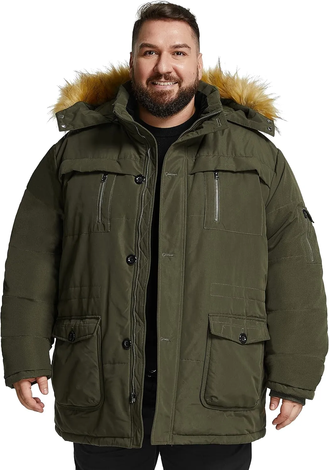 Soularge Men's Big and Tall Winter Warm Heavy Hooded Parka Jacket