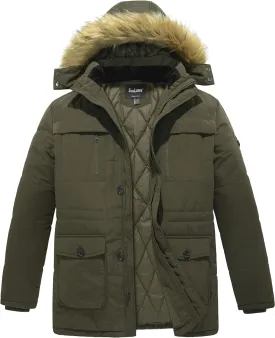 Soularge Men's Big and Tall Winter Warm Heavy Hooded Parka Jacket