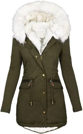 Winter Coats for Women 2024 Trendy Thicken Fleece Lined Parkas Anoraks Warm Cotton Jacket Coats with Faux Fur Hood
