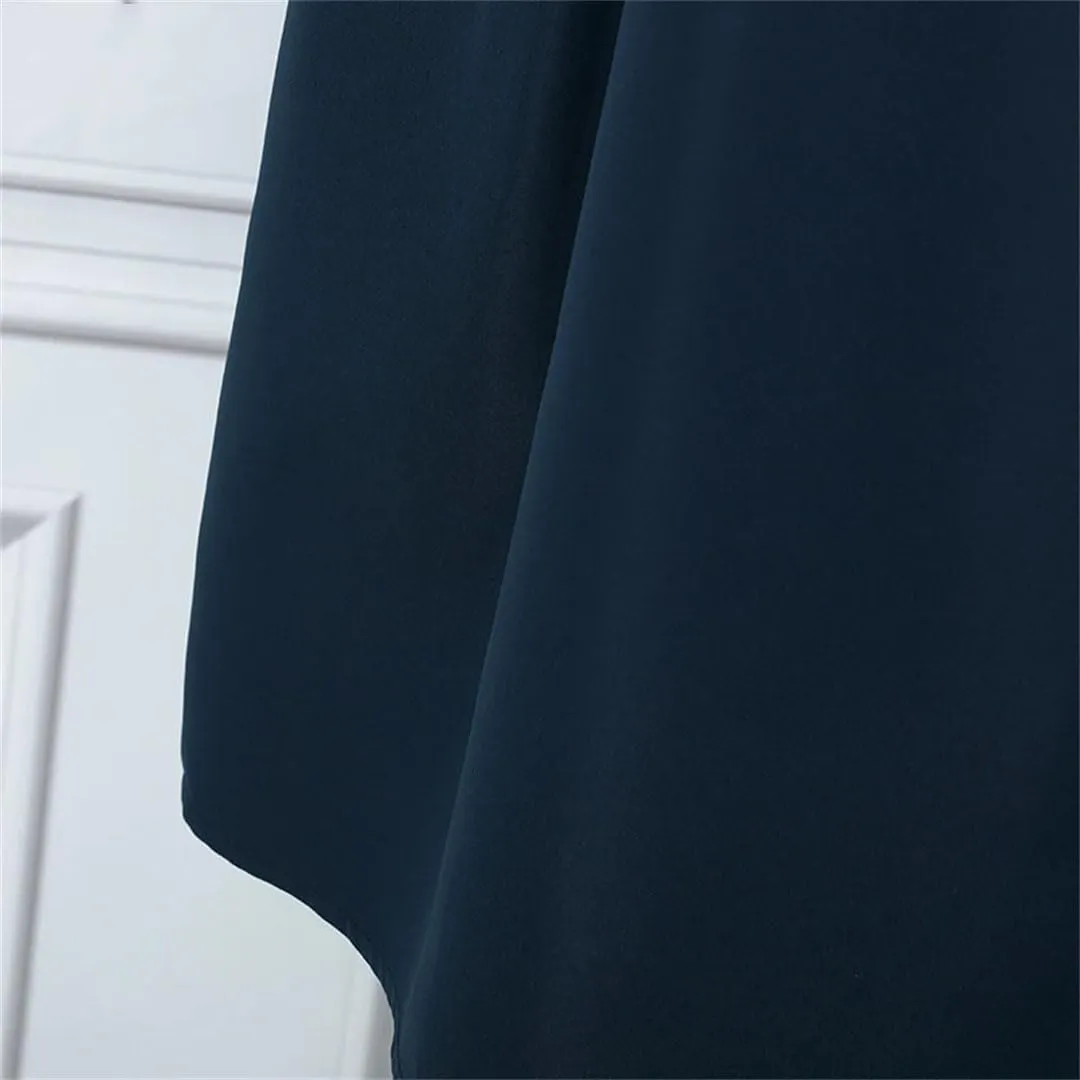 Women A-Line Midi Dresses Short Puff Sleeve O-Neck Fitted Waist Robes Solid Pleated Party Dress