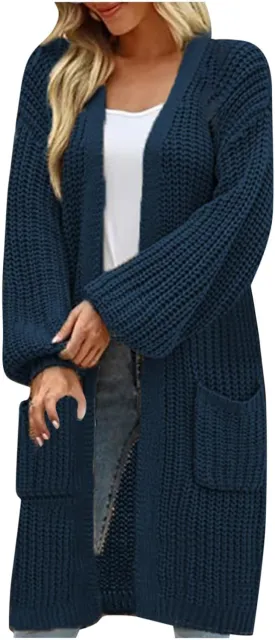 Womens Fashion 2024 Chunky Knit Open Front Long Cardigan Batwing Sleeve Casual Sweaters Plus Size Jackets Fall Outfits