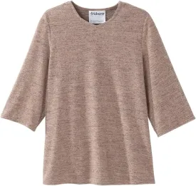Womens Open Back Adaptive Diamond Neck Top for Seniors - Super Soft 3/4 Long Sleeve Shirt