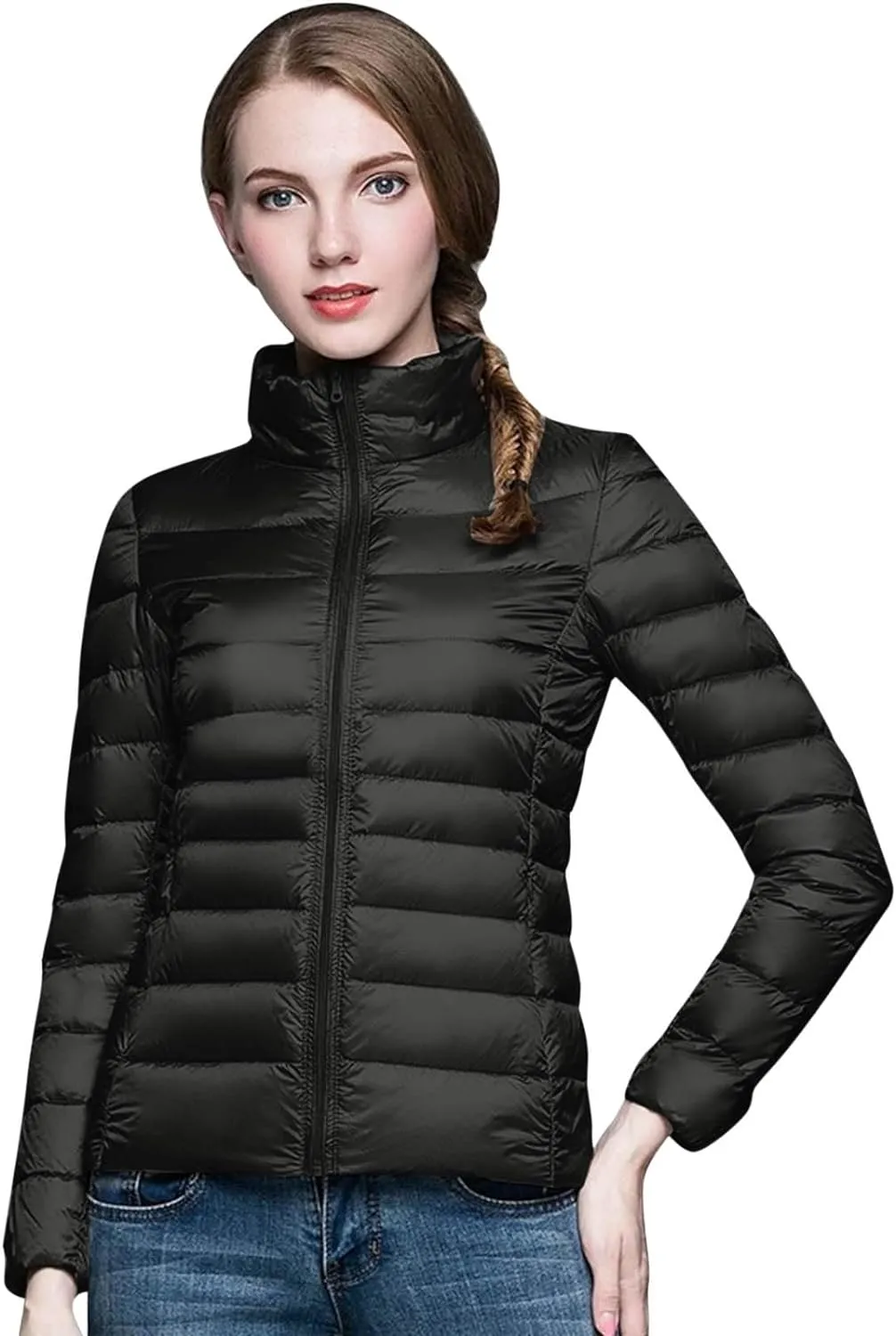 Womens Puffer Jacket 2023 Winter Warm Packable Lightweight Down Jacket Slim Fit Hooded Jacket Short Duck Down Coat for Travel