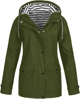 Womens Rain Coat Lightweight Coats Plus Size Casual Sports Windbreaker Hooded Waterproof Windproof Outdoor Jacket