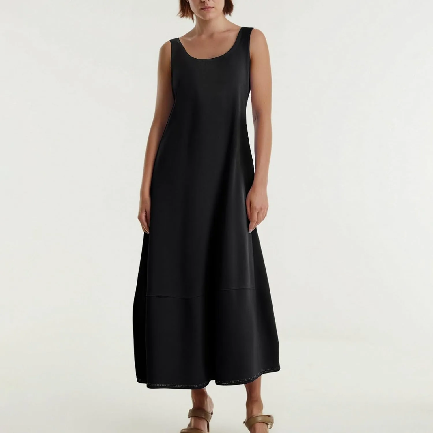 Women's Tank Dresses 2025 Summer Floral Print Round Neck Sleeveless Tank Dress with Pockets Elegant Sundress